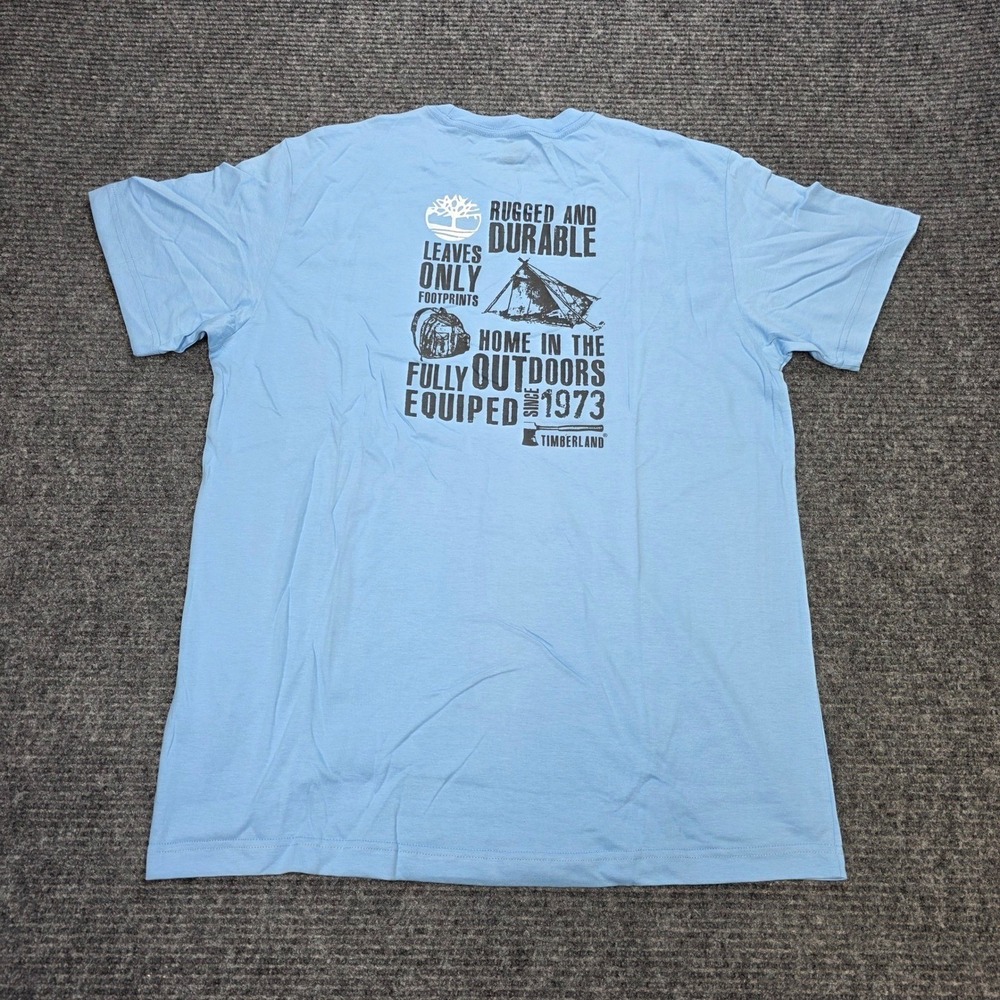 Timberland Graphic Tee Women's Size Large Light Blue Casual 100% Cotton New - Picture 2 of 8
